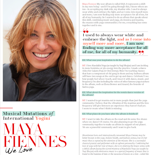 Maya Fiennes in Mantra Yoga and Health Magazine